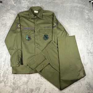 Vintage US Air Force OG-507 Utility Uniform Set Shirt 16.5x34 Pants 38x33 Patch